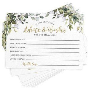 50 count White Eucalyptus Greenery Wedding Advice & Well Wishes Cards Stationary